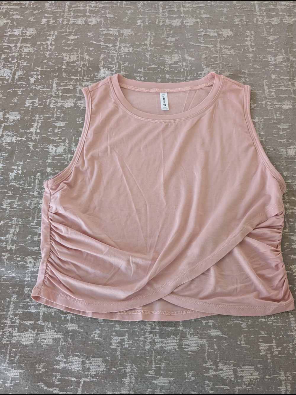 Sleeveless Blush Ruched Side Crop Tank Top